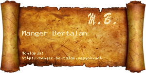 Manger Bertalan névjegykártya